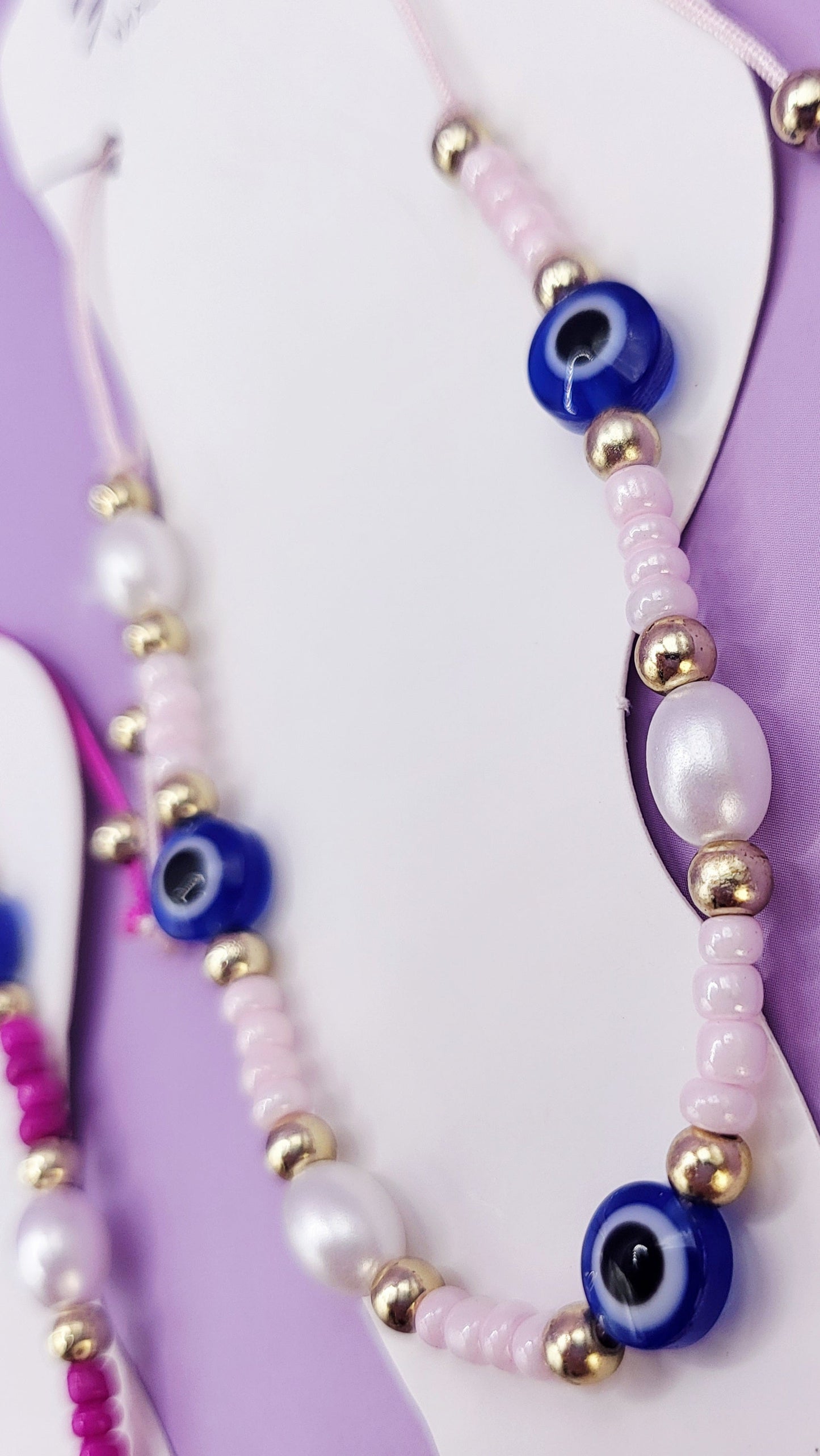 Evil Eye Beaded Pull Tie Anklet