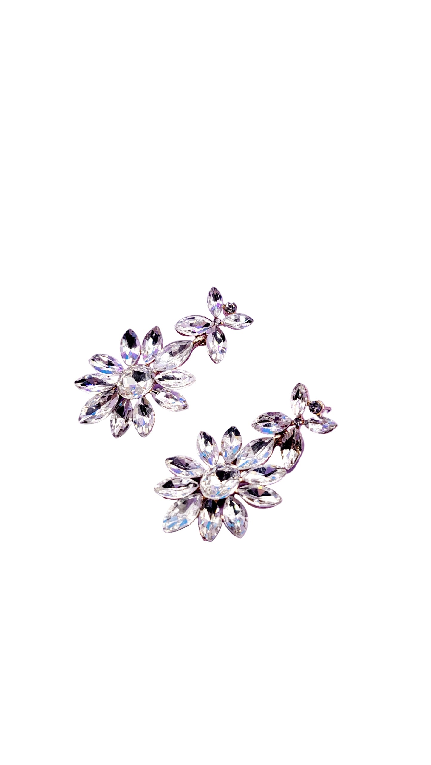 Black Flower Crystal Drop and Dangle Earrings