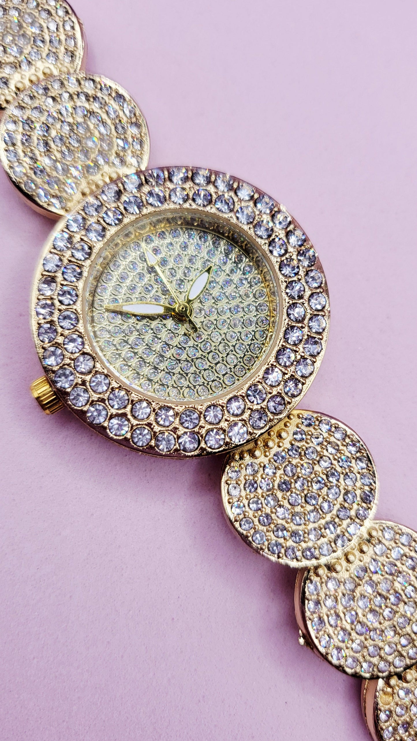 Crystal Luxe Round Link Watch