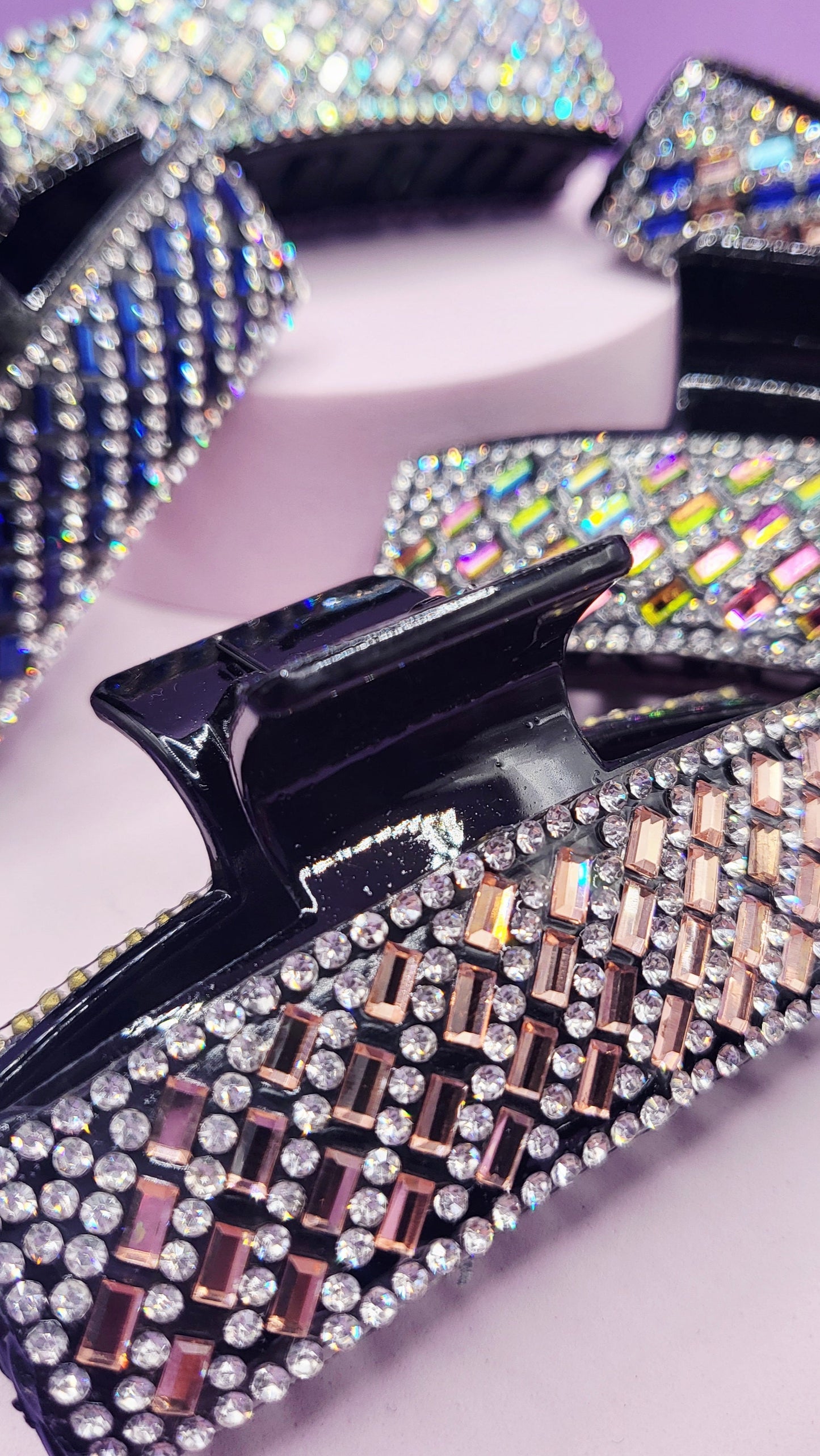 Mirrored Crystal Oblong Hair Clamps Pack of 12