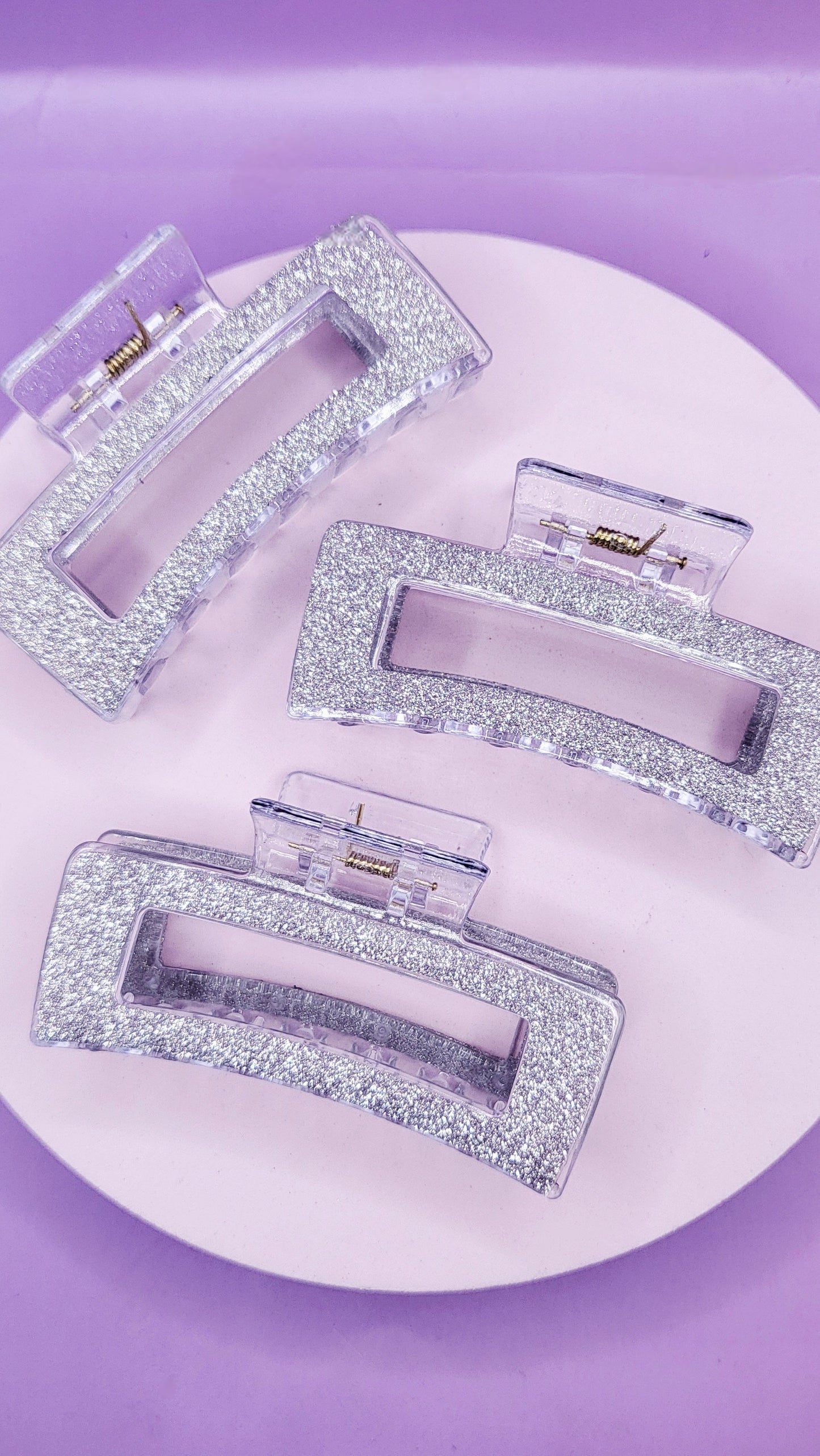 Glitter Silver Hair Clamps Pack of 12