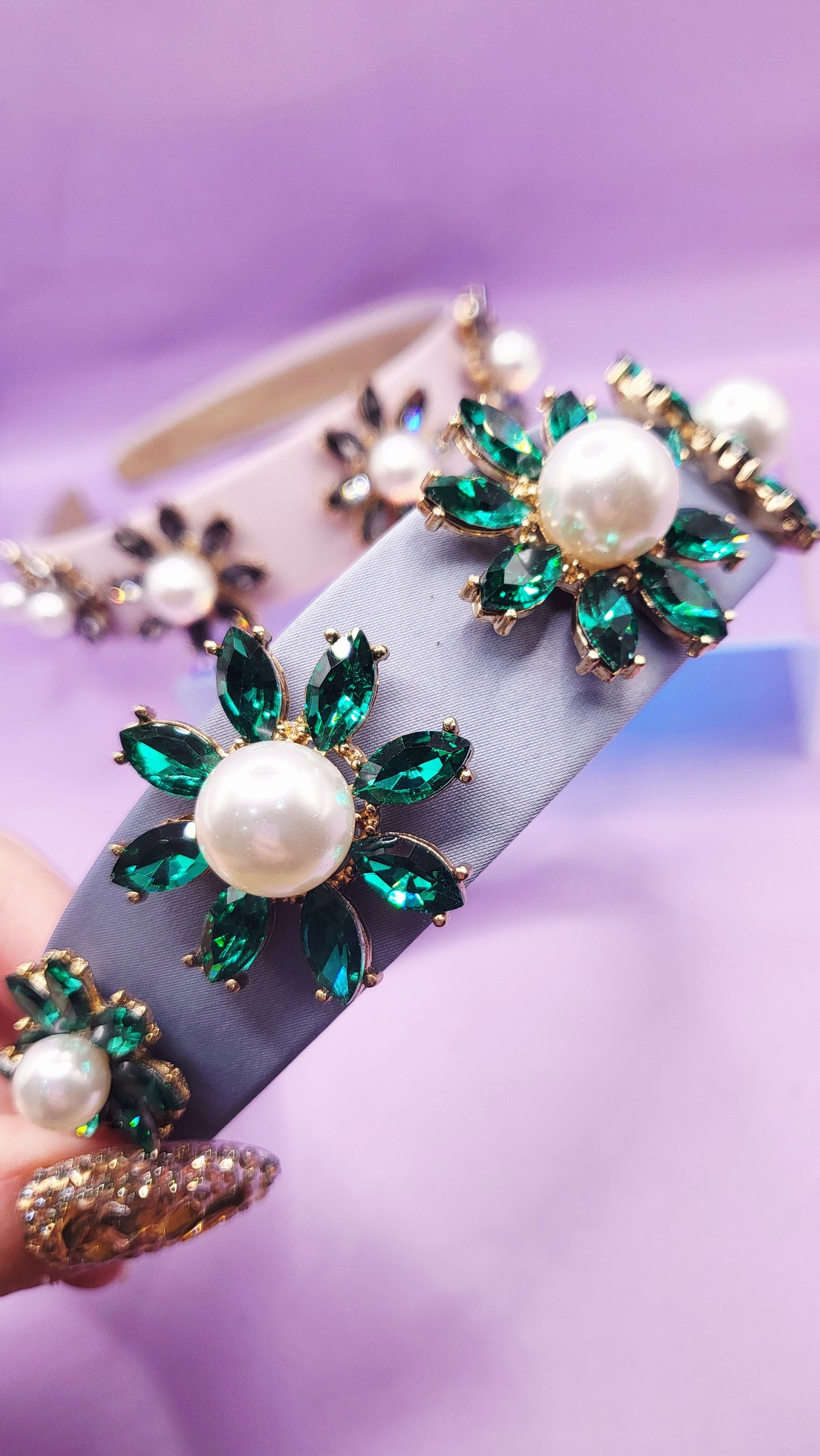 Pearl Flower Crystal Hair band