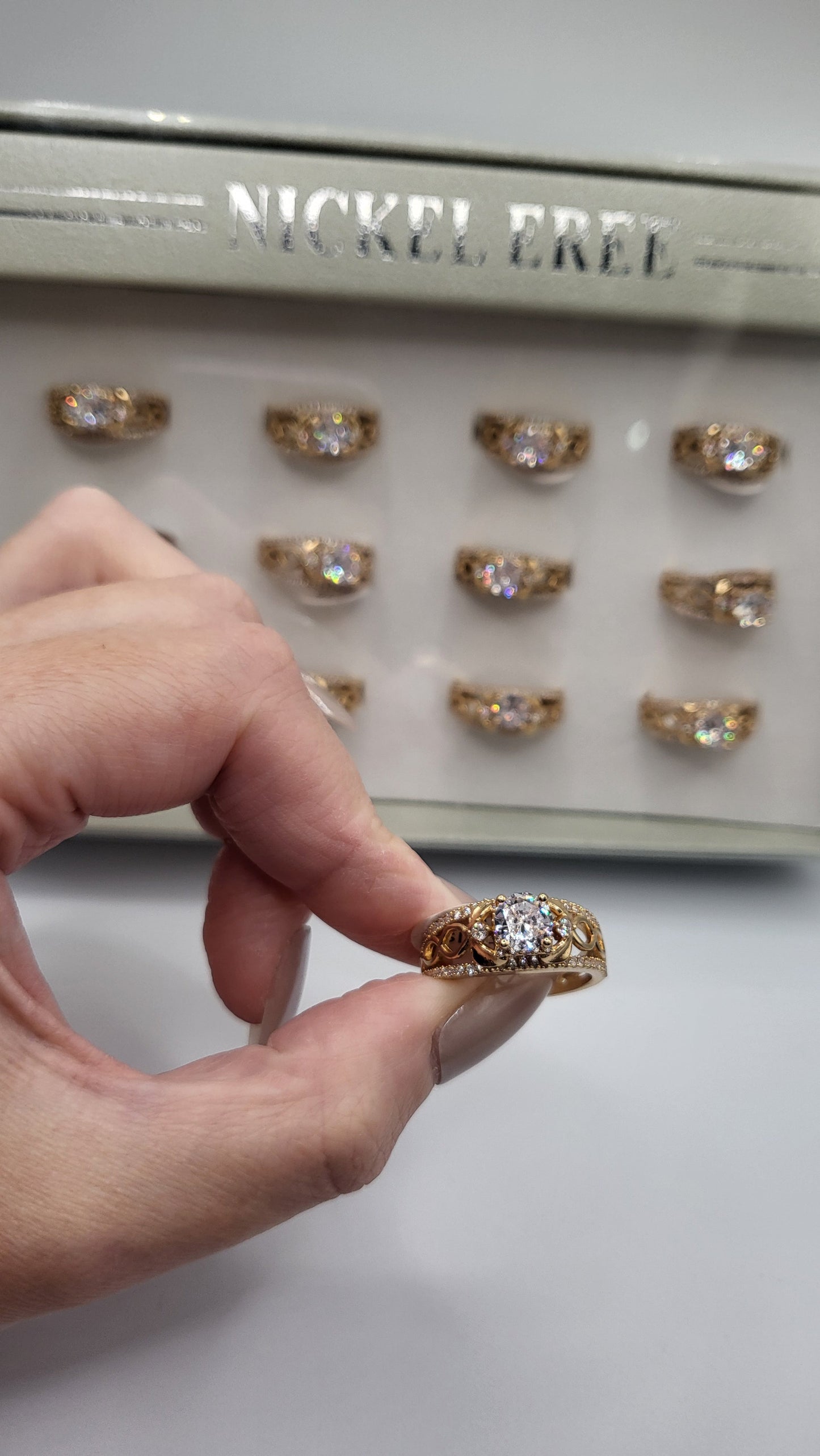 Impression Crystal Ring Gold Box set of 12