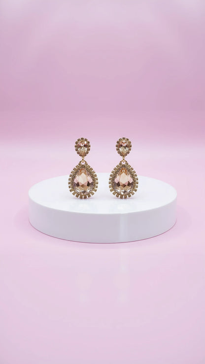 Gold Teardrop Crystal Drop & Dangle Earrings