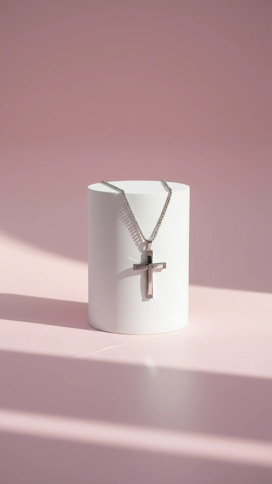 Polished Silver Cross Symbolic Necklace
