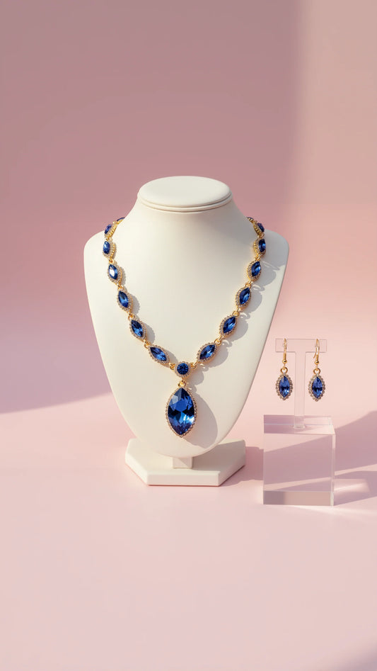 Teardrop Crystal Necklace & Earrings Set