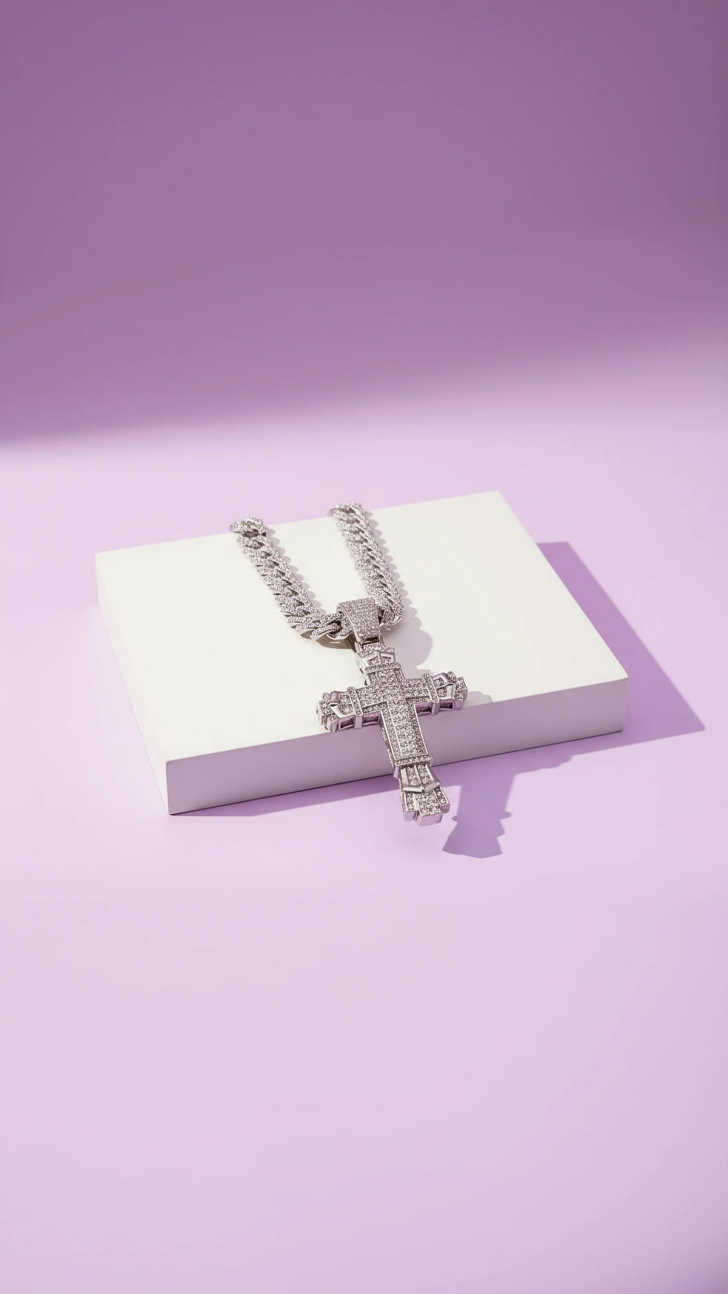 Magnum Stainless Steel Crystal Cross Necklace