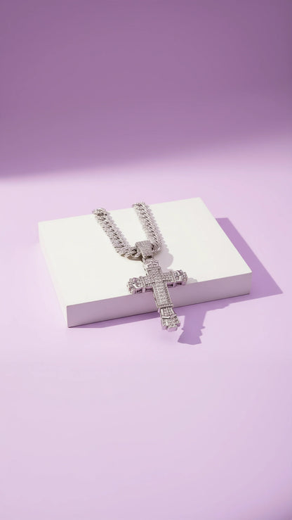 Magnum Stainless Steel Crystal Cross Necklace
