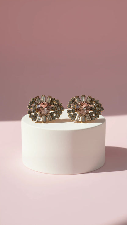 Geometric Cluster Crystal Stud Earrings