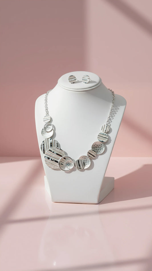 Abstract Disc Necklace & Earrings Set