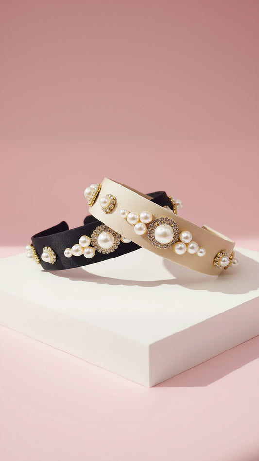 Pearl Crystal Cluster Hair band