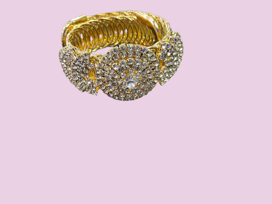 Luxe Round Crystal Cuff Gold