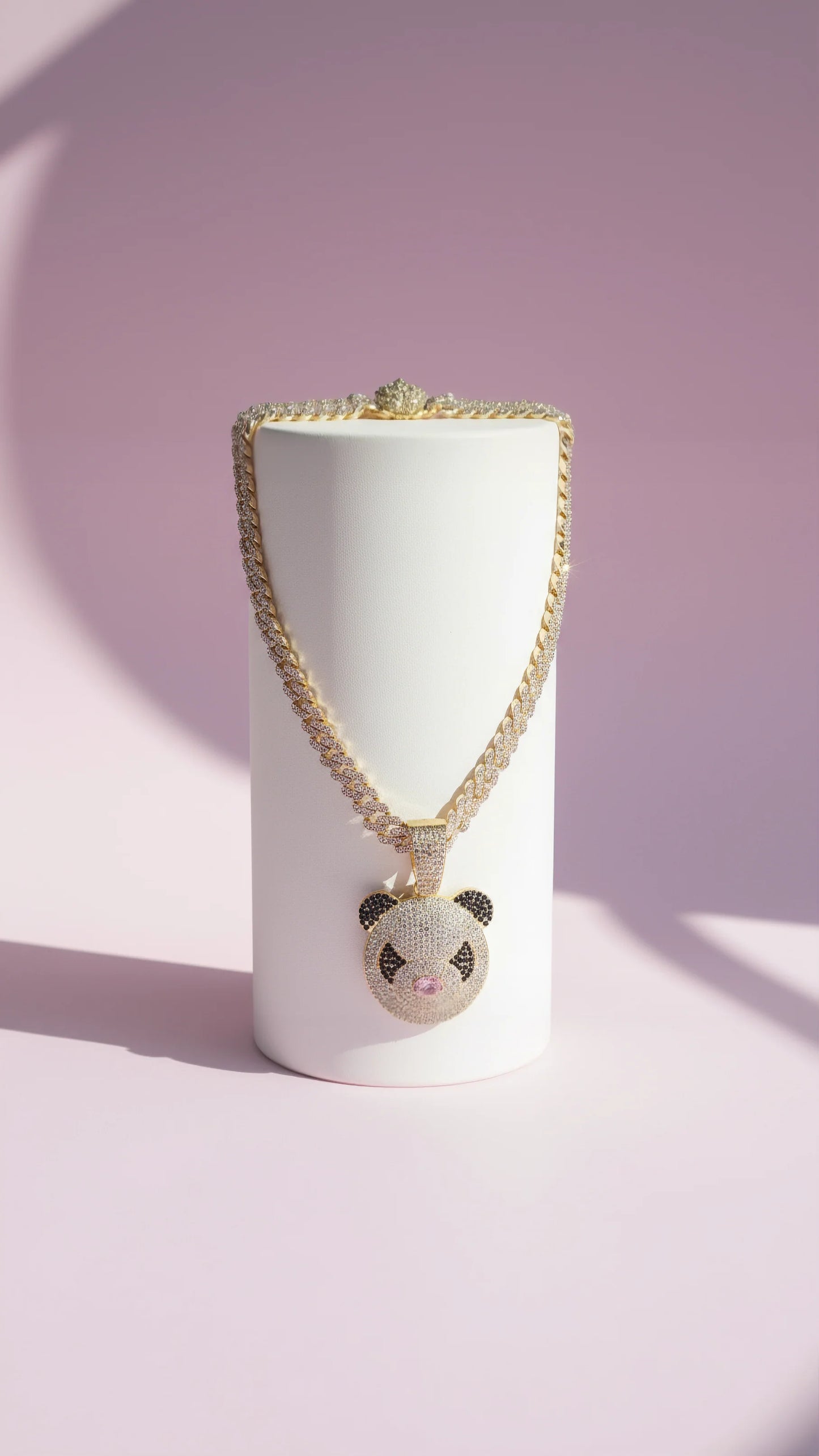 Stainless Steel Crystal Panda Chain
