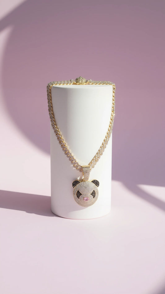 Stainless Steel Crystal Panda Chain
