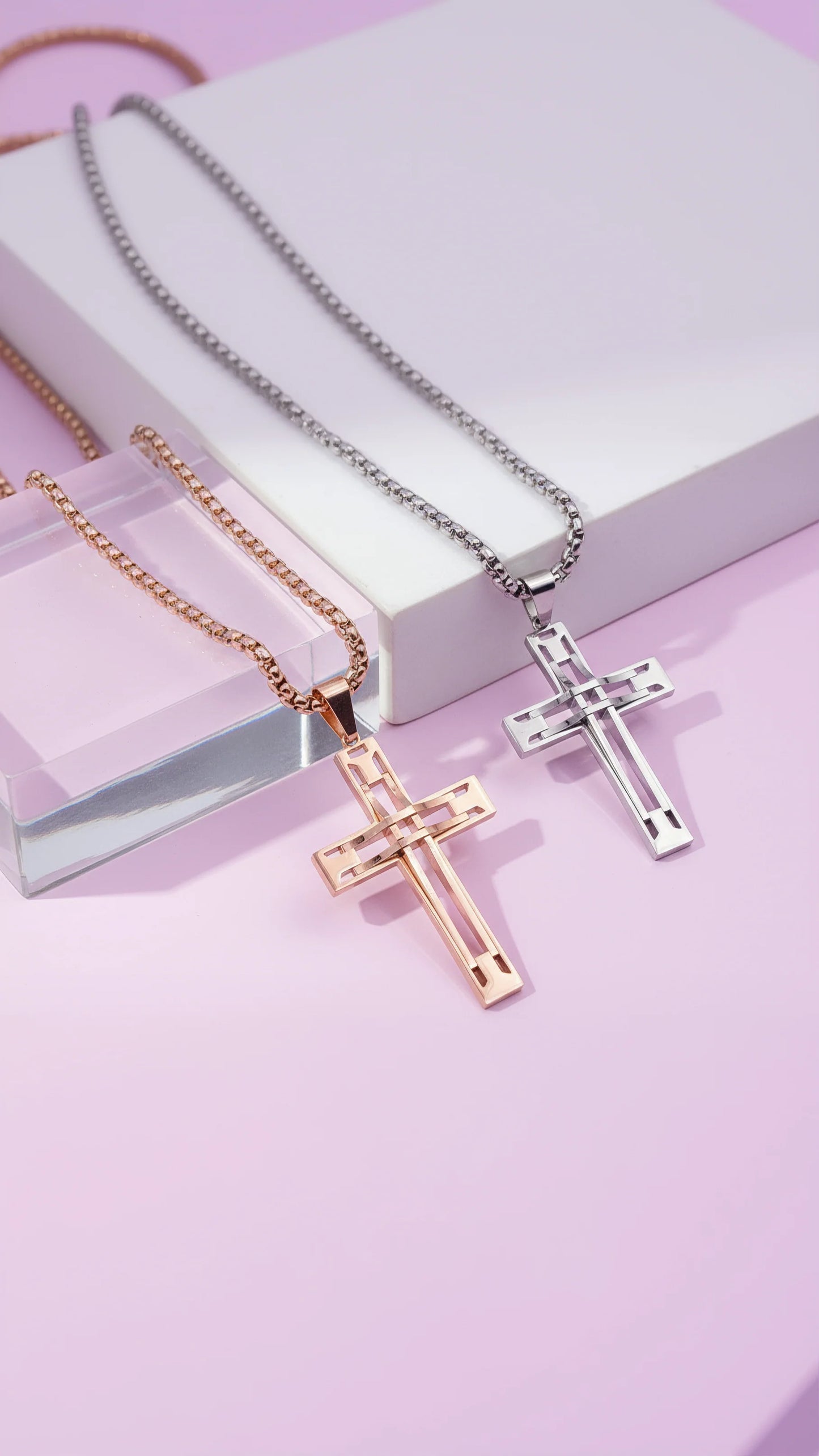 Metallic Cut Out Symbolic Cross Necklace