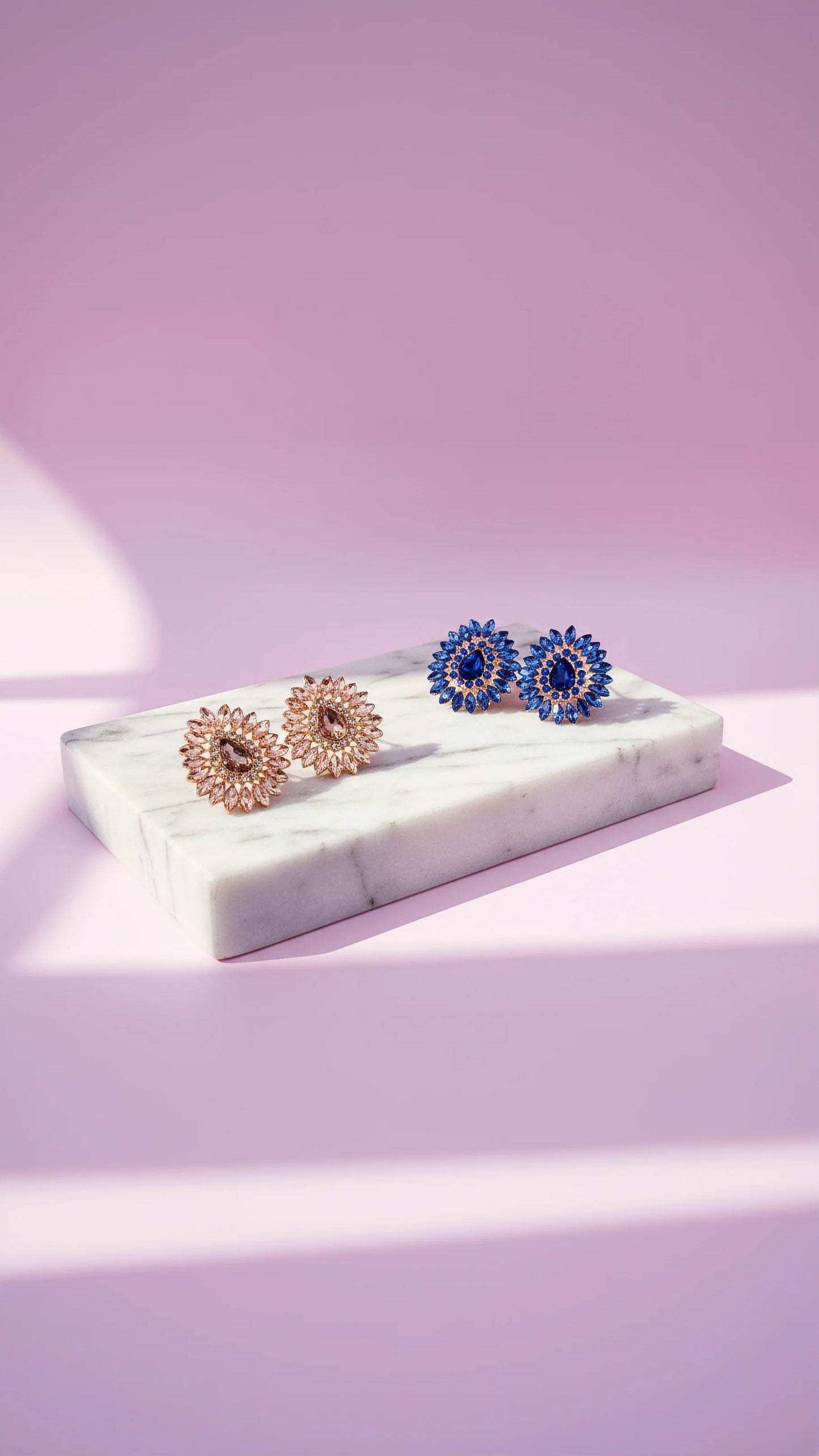 Oval Cluster Crystal Stud Earrings