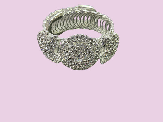 Luxe Round Crystal Cuff Silver