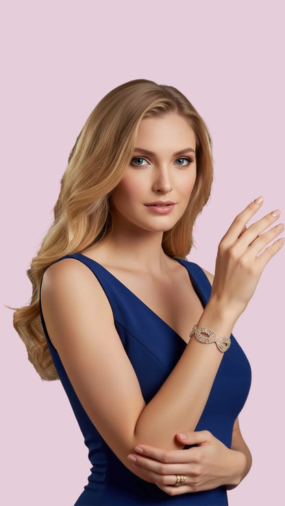 Gold Oval Link Crystal Bracelet