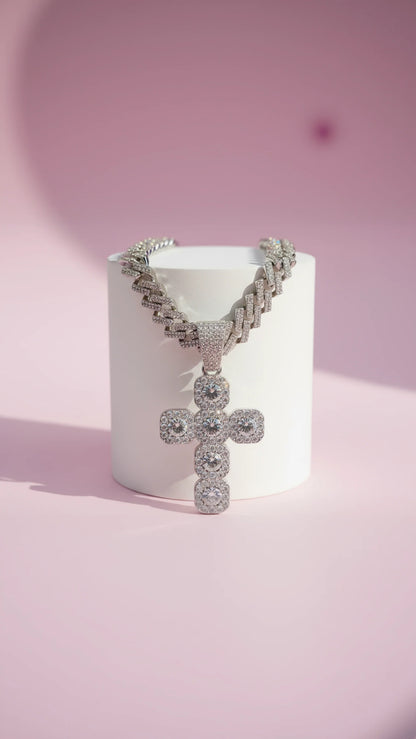 Stainless Steel Crystal Cross Necklace