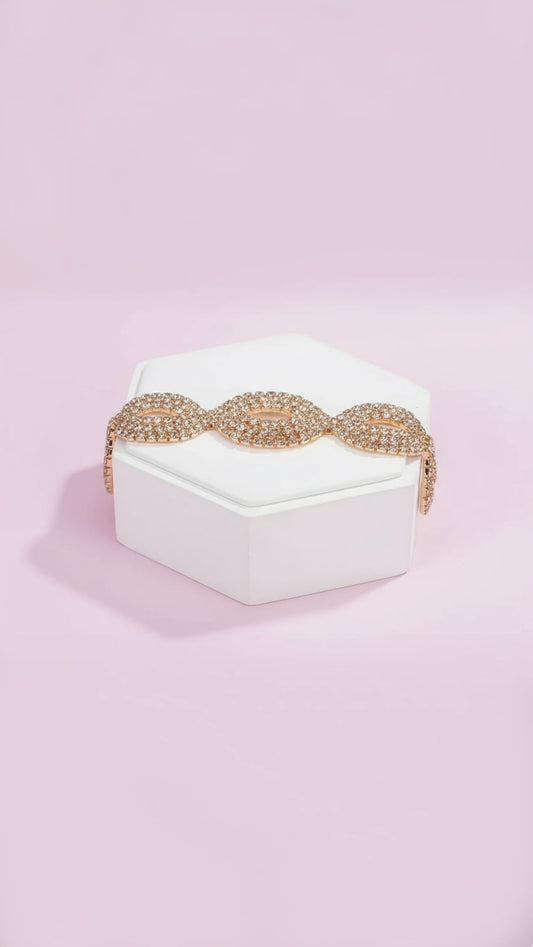 Gold Oval Link Crystal Bracelet
