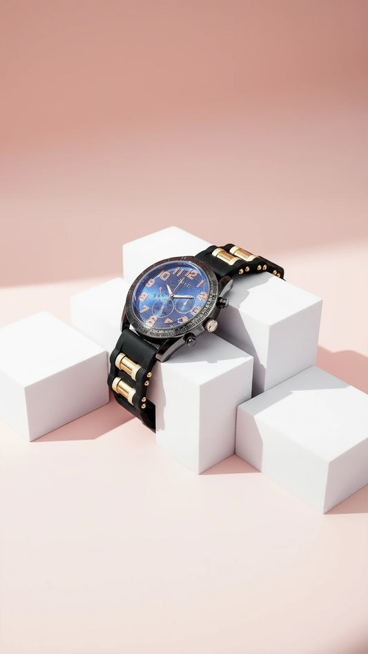 Men’s Black & Gold Sub Dial Sports Watch