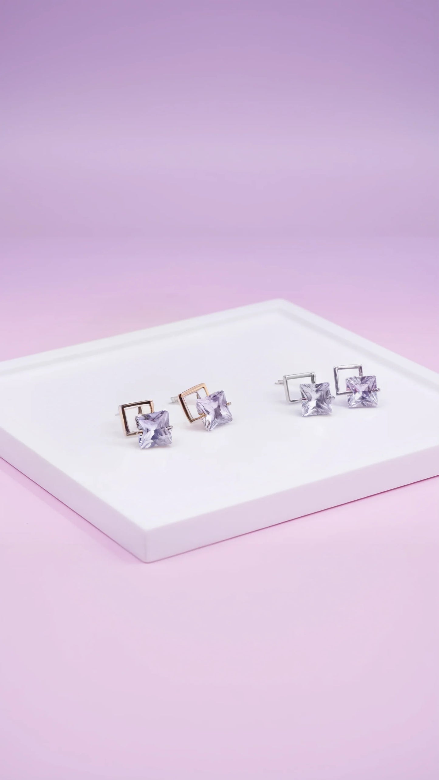 Square Crystal Stud Earrings