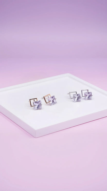 Square Crystal Stud Earrings