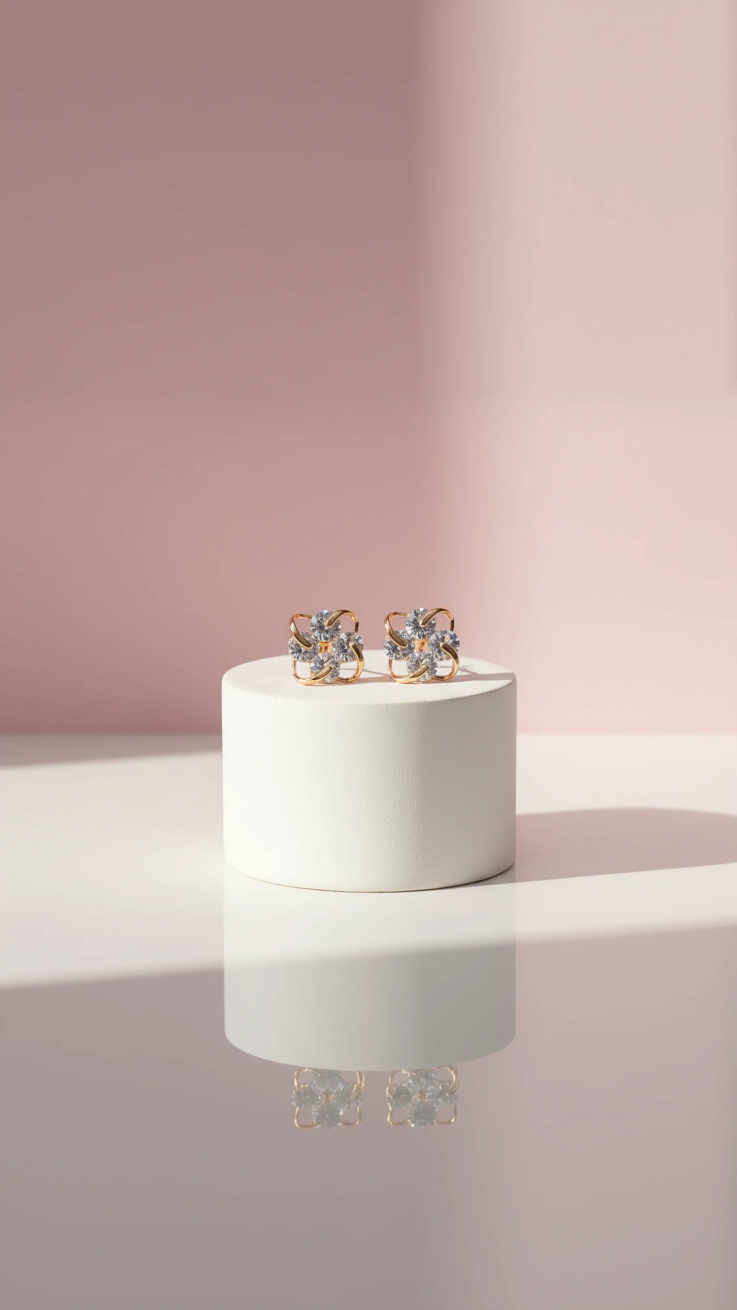 Knotted Round Cut Crystal Stud Earrings