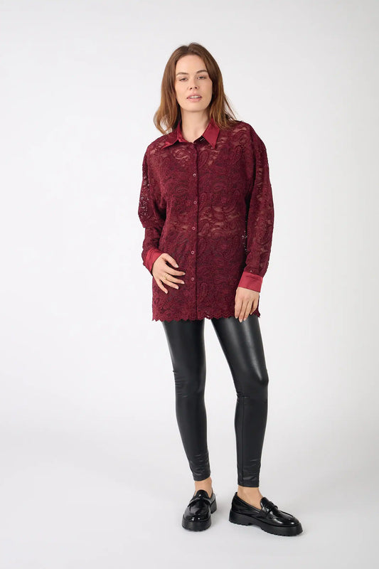 LACEY Shirt – Signature Lace & Satin Collar