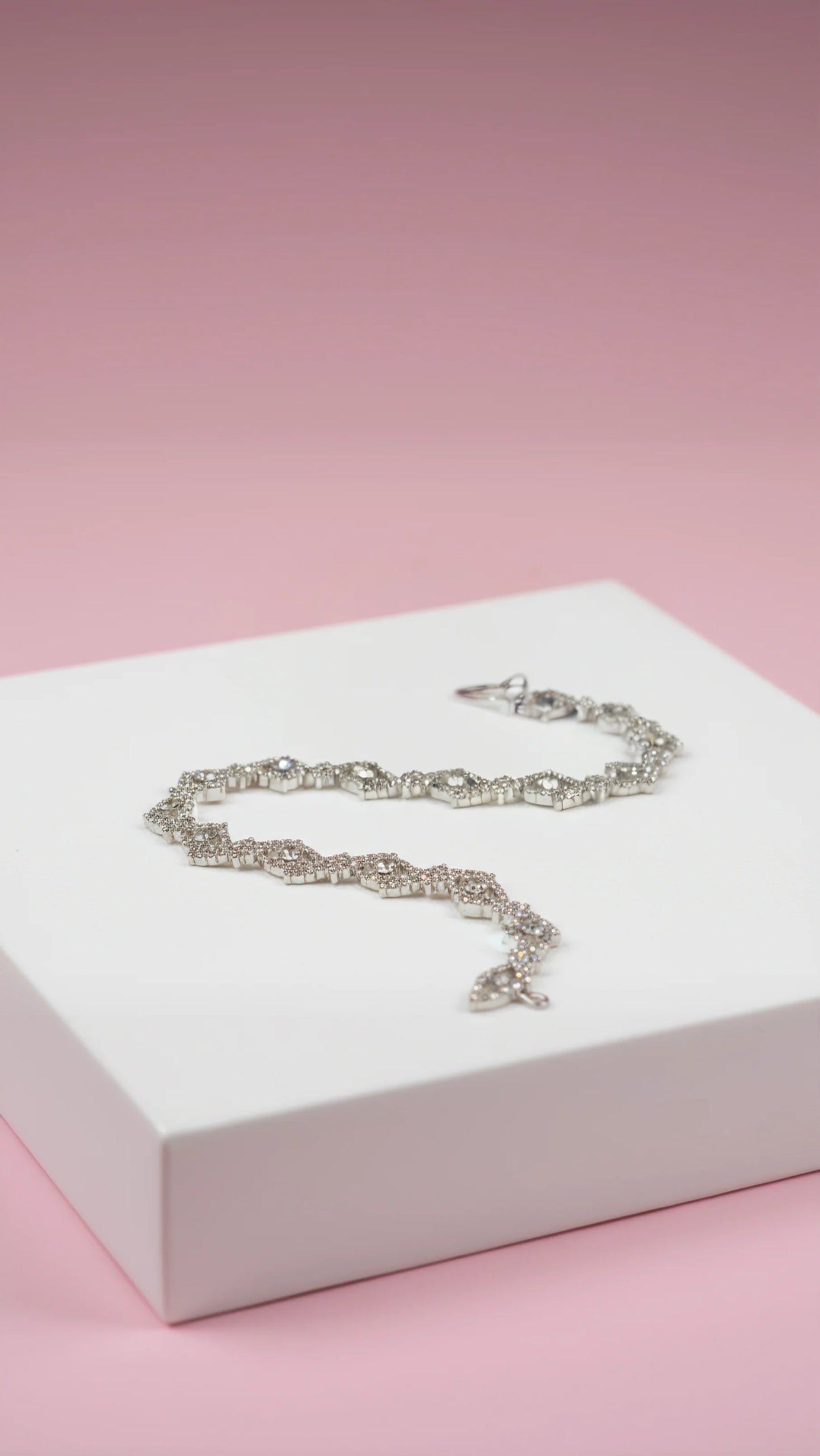 Silver Wavey Gem Crystal Bracelet