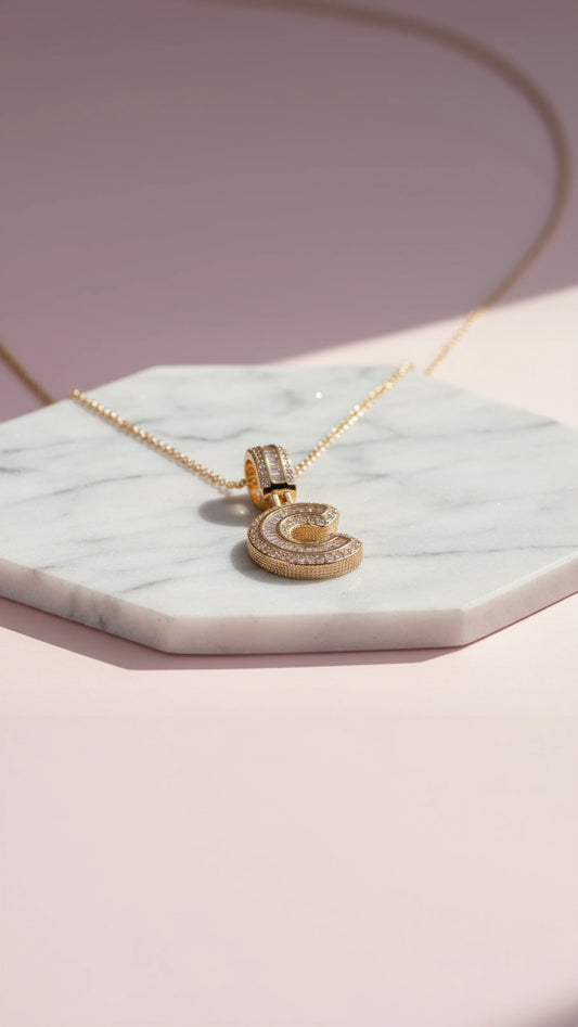 Letter C Crystal Personalized Initial Necklace