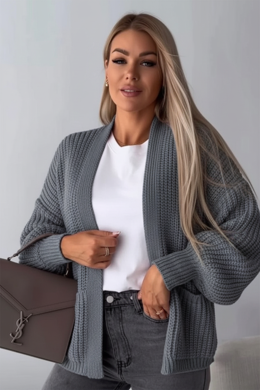 Crop Balloon Pocket Cardigan