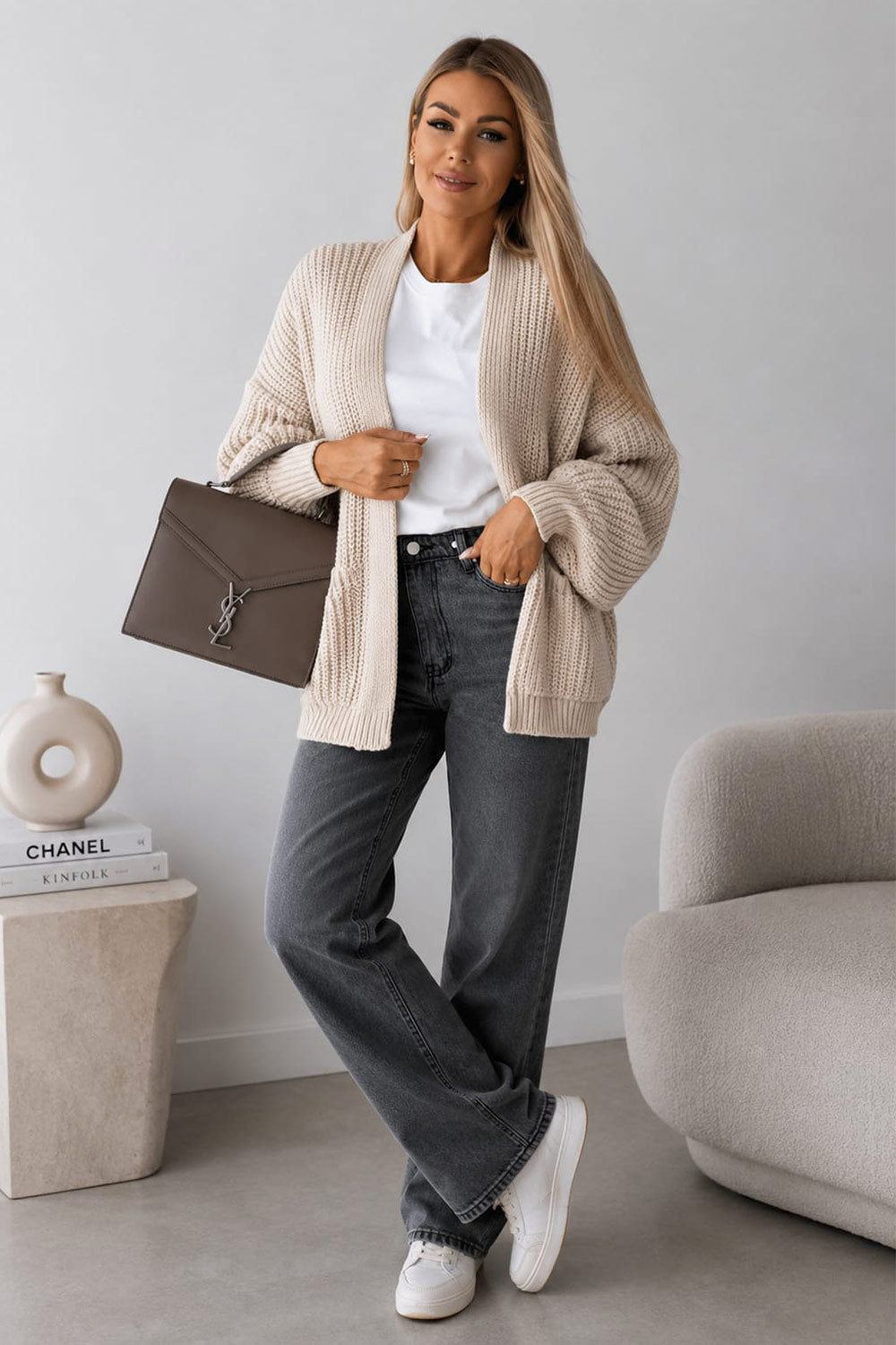 Crop Balloon Pocket Cardigan