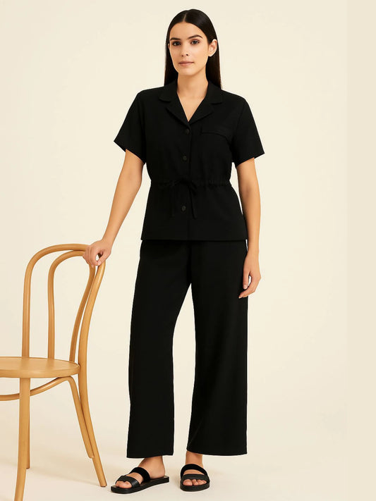 Italian Ladies Short Sleeve Tie Waisted Co-ord Set