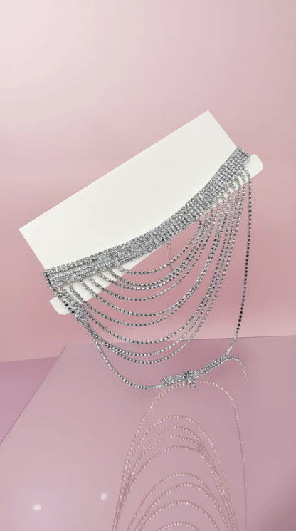 Layered Diamante Crystal Choker Necklace
