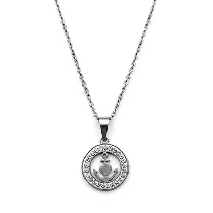 Pavé Crystal St Christopher Anchor Pendant Necklace