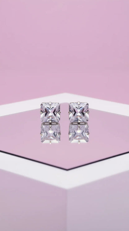 Square Crystal Stud Earrings