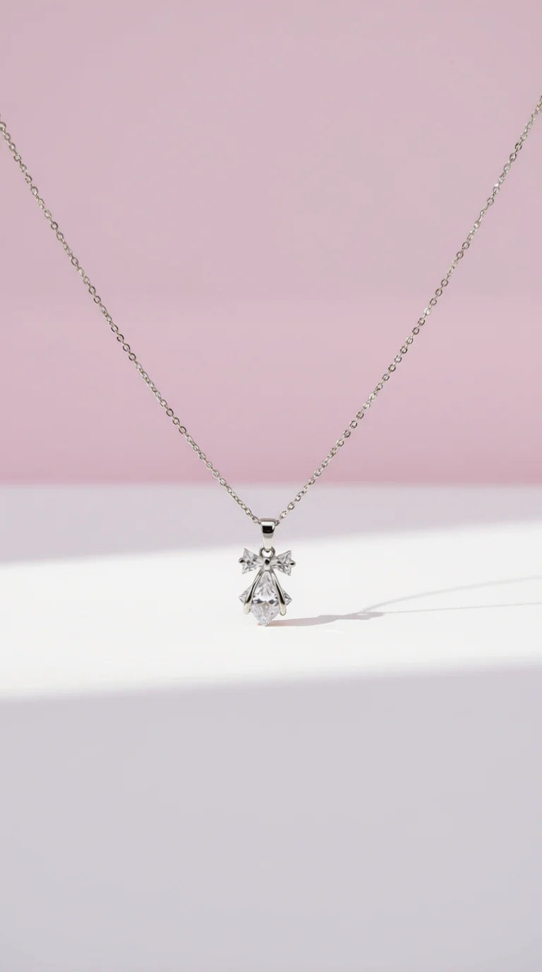 Bow Crystal Pendant Necklace