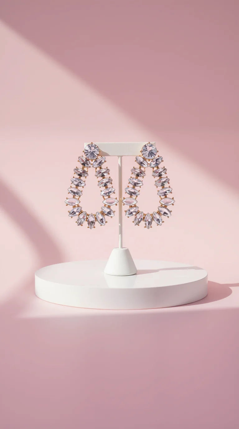 Oval Crystal Drop and Dangle Earrings