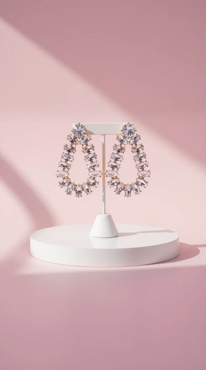 Oval Crystal Drop and Dangle Earrings