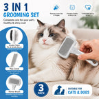 3-in-1 Pet Grooming Set – Pin & Bristle Brush, Flea Comb & Slicker Brush