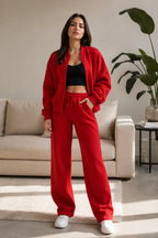 Bomber New Style Oversized Fleece Zipper and Wide Leg Tracksuit
