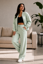 Bomber New Style Oversized Fleece Zipper and Wide Leg Tracksuit