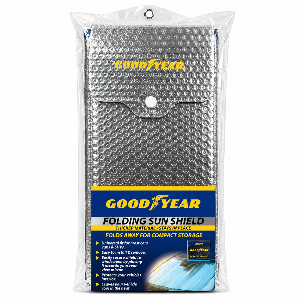 Goodyear Folding Car Sun Shade Reflective Windshield Sun Shield Universal Fit