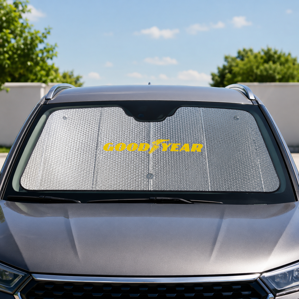 Goodyear Folding Car Sun Shade Reflective Windshield Sun Shield Universal Fit