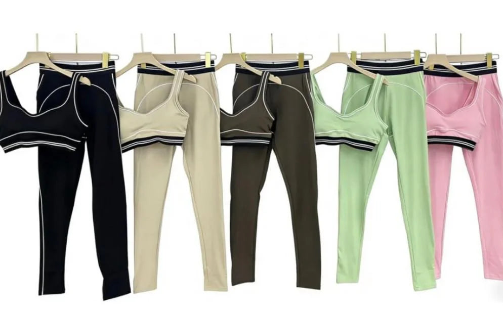 New Piping Striped Padded Gym Set