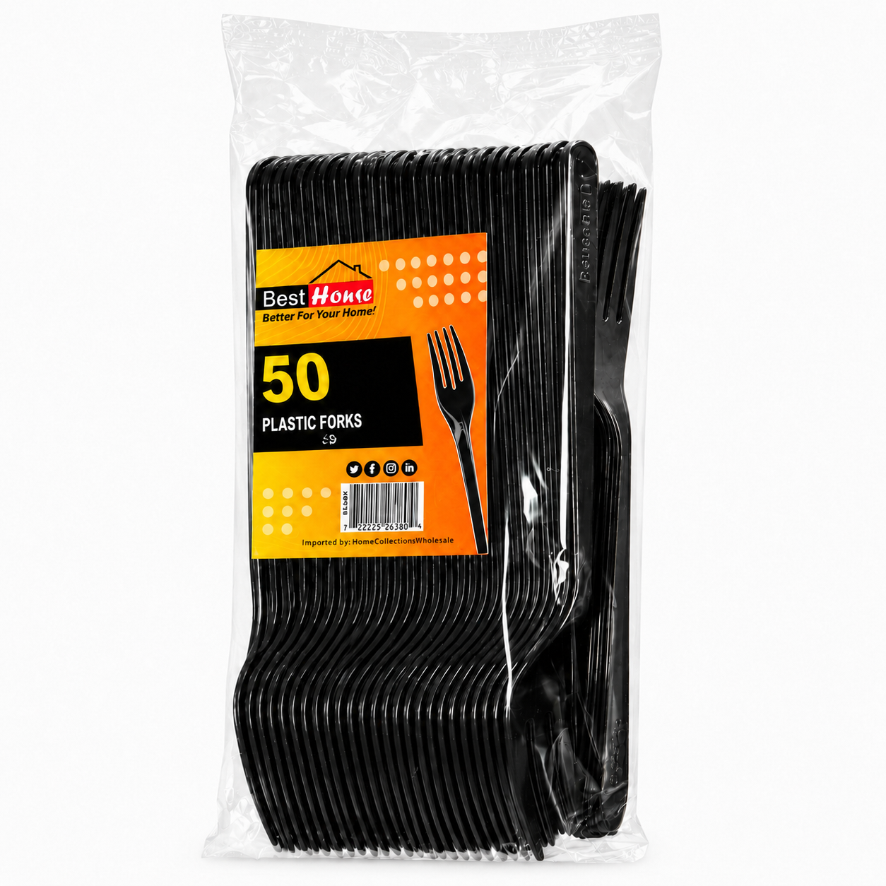50 Black Plastic Forks Disposable Heavy Duty Cutlery for BBQ Party Picnic Catering