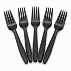 50 Black Plastic Forks Disposable Heavy Duty Cutlery for BBQ Party Picnic Catering