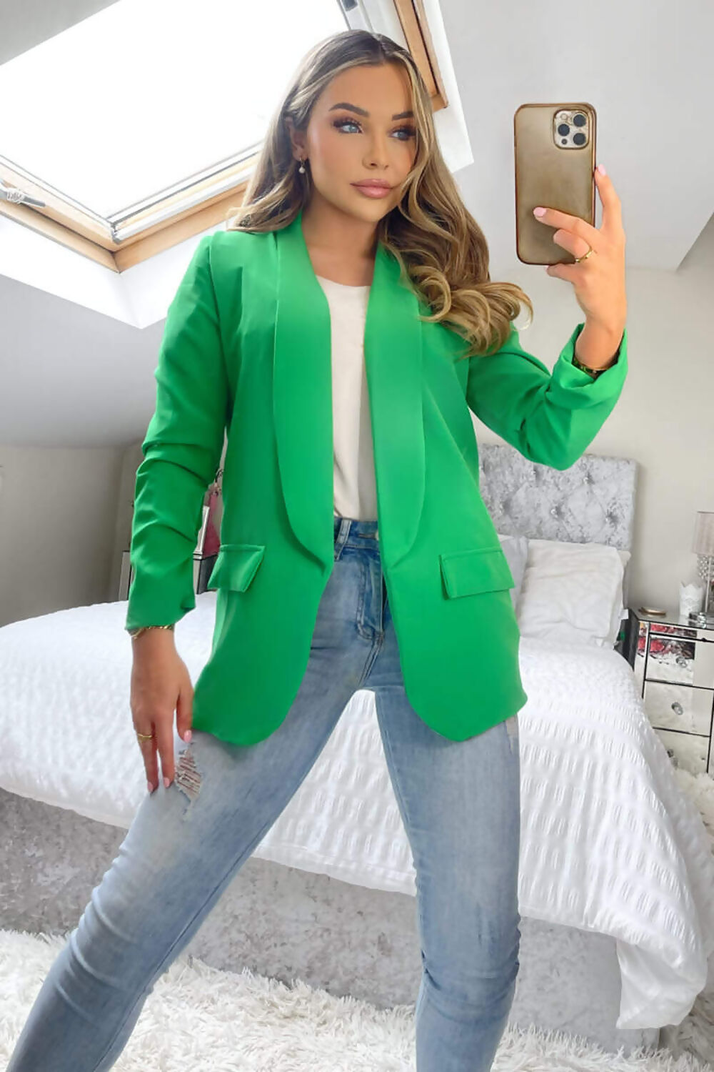 Ruched Sleeve Blazer