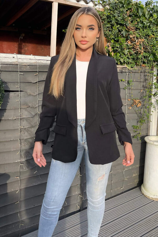 Ruched Sleeve Blazer